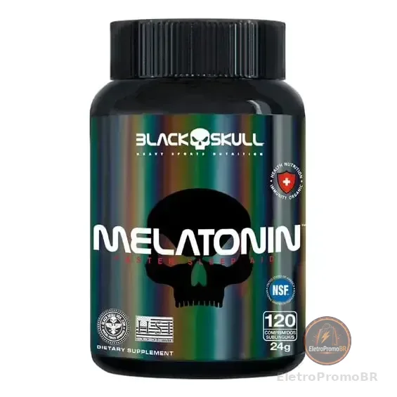 Melatonina Black Skull (120 Comprimidos) Sublingual Sabor Sem Sabor