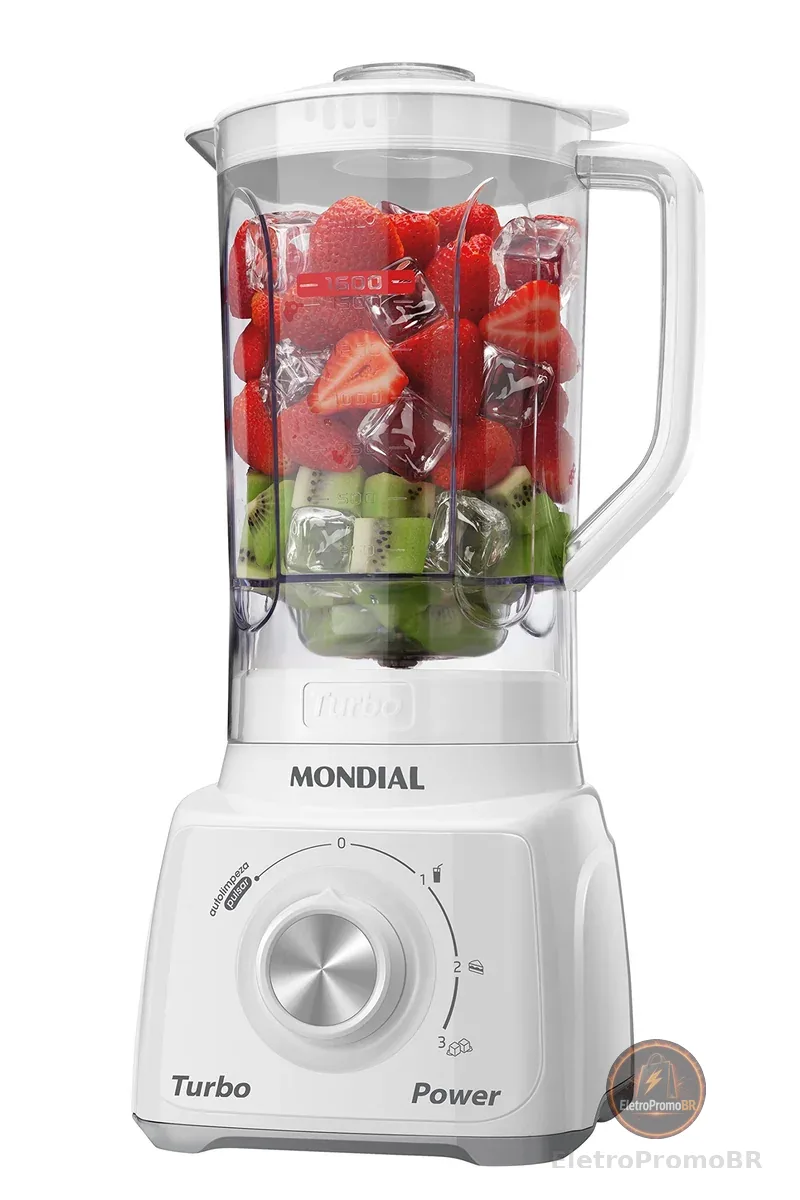 MONDIAL Liquidificador Turbo Power, Branco/Cinza, 550W, 110V - L-99 WG