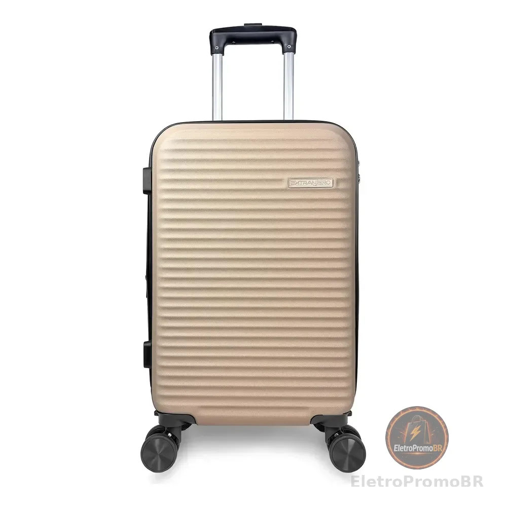 Mala De Viagem De Bordo Rígida 10kg Rodas 360° Medidas Anac Bege