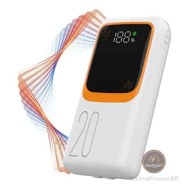 Carregador Portátil Powerbank Turbo Rápido 20000mah C/ Cabos