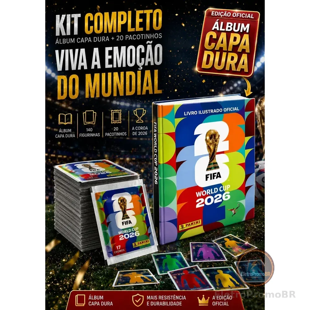 Álbum Da Copa Do Mundo 2026 Capa Dura Oficial +140 Figurinha