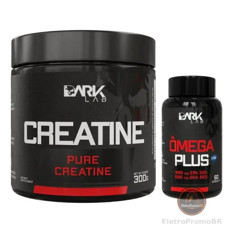 Creatina 300g 100% Pura Sem Sabor + Omega Plus 60 Caps Dark Lab