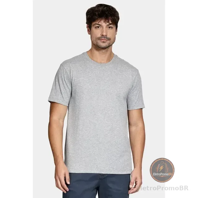 Camiseta Aramis Manga Curta Bordado Basica Cinza Mescla