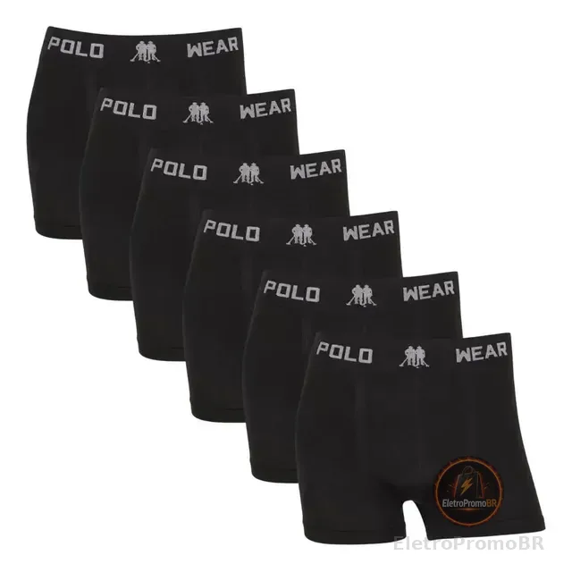 Kit 6 Cuecas Boxer Polo Wear Microfibra Sem Costura Original