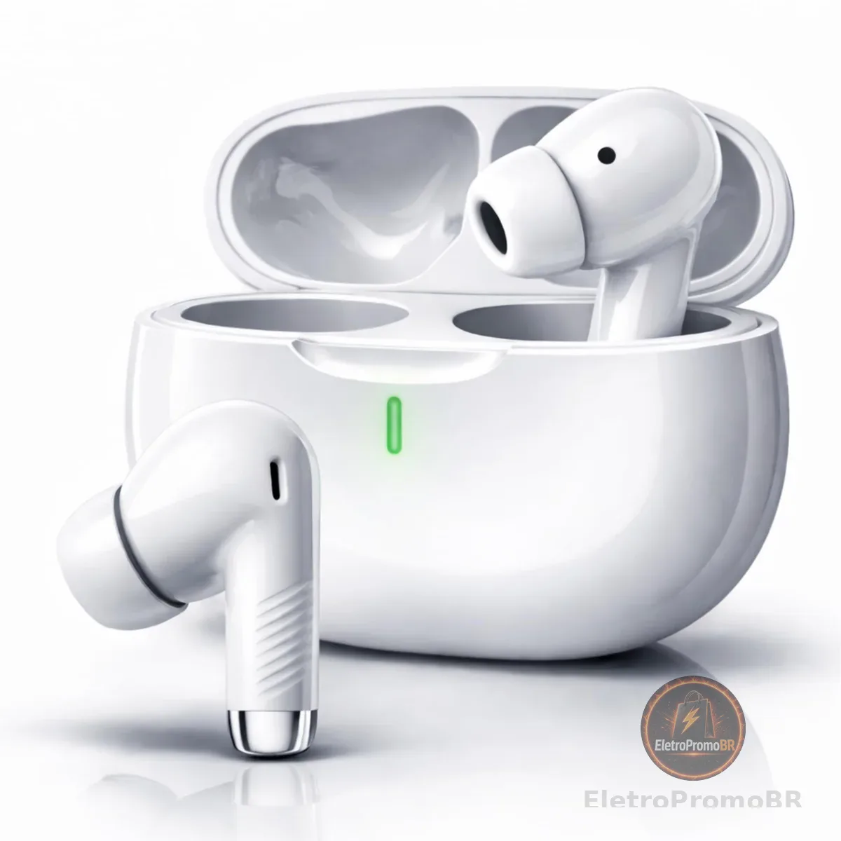 Fone de Ouvido Bluetooth 5.4 TWS Branco Sem Fio com Microfone, Controle Touch, Intra Auricular com Redução de Ruído, Estojo USB-C, Até 16h, Android e iPhone