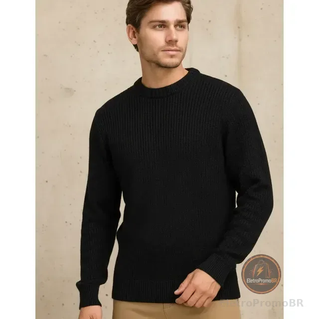 Suéter Blusa De Tricot Masculino Liso Blusa Lã Masculina