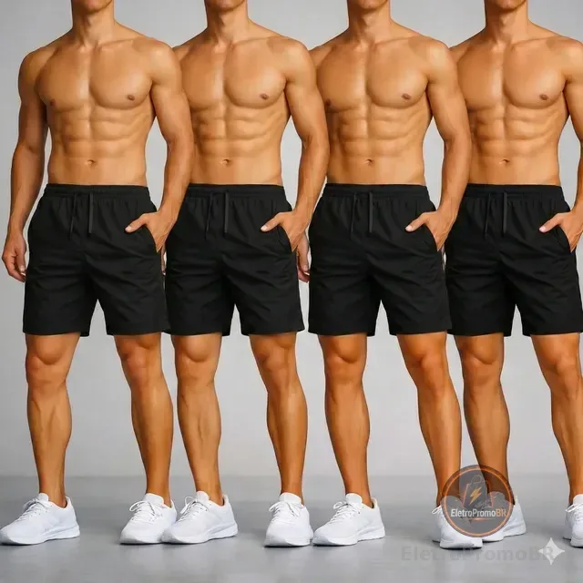 Kit 4 Short Tactel Masculino Casual Praia Bermuda Bolso