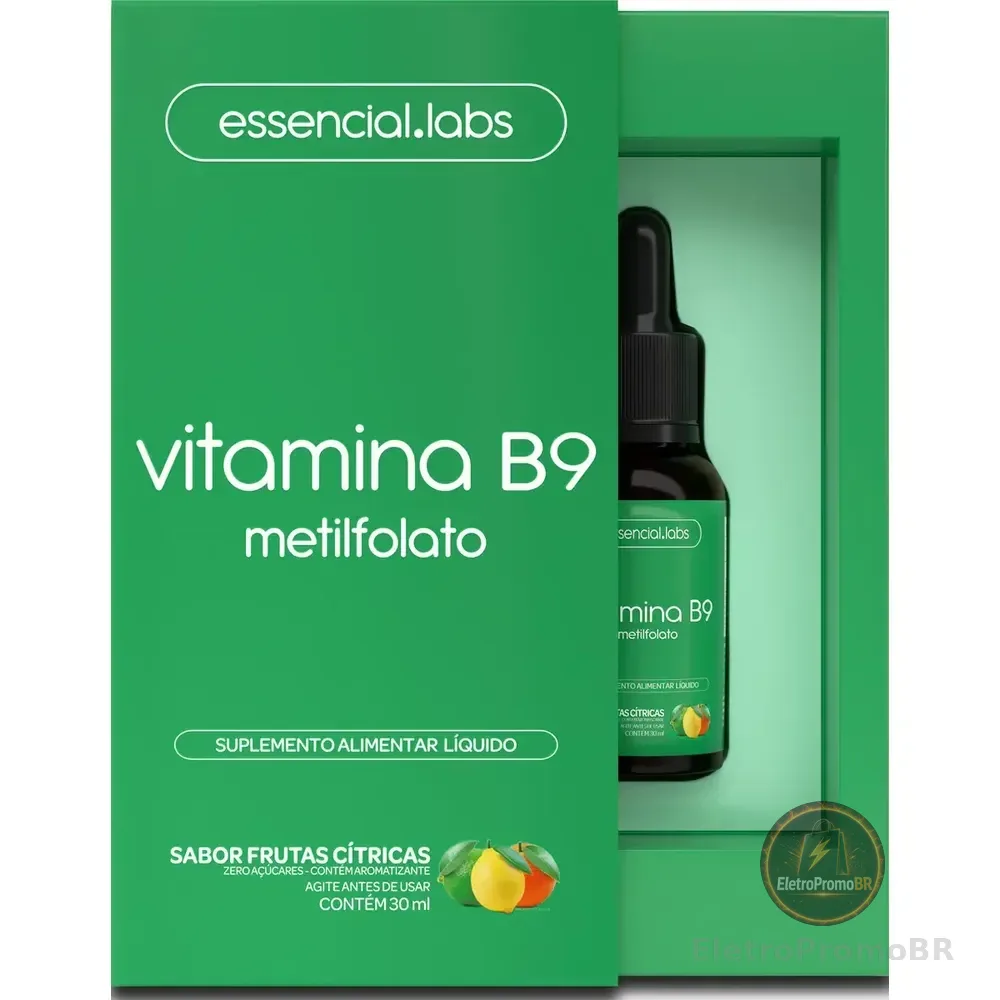 Vitamina B9 Ácido Fólico - Fórmula Concentrada (1 Gota = 1 Dose) Sabor Frutas Cítricas - 30ml