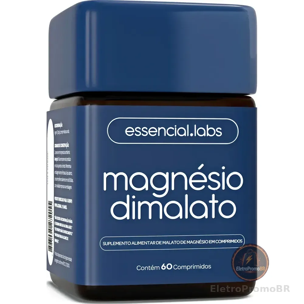 Magnésio Dimalato - Fórmula 100% Pura Com Máxima Concentração E Pureza - 60 Comprimidos Sem Sabor