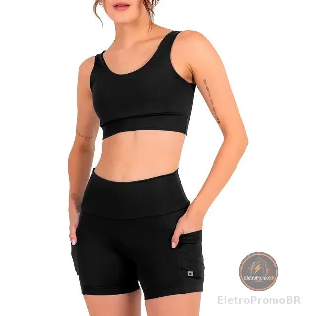 Conjunto Blackout Zero Tranparência Shorts Com Bolsos + Top
