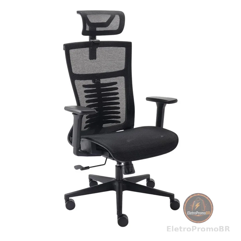 Cadeira de Escritorio Elements Vertta Preta Pro (full mesh)