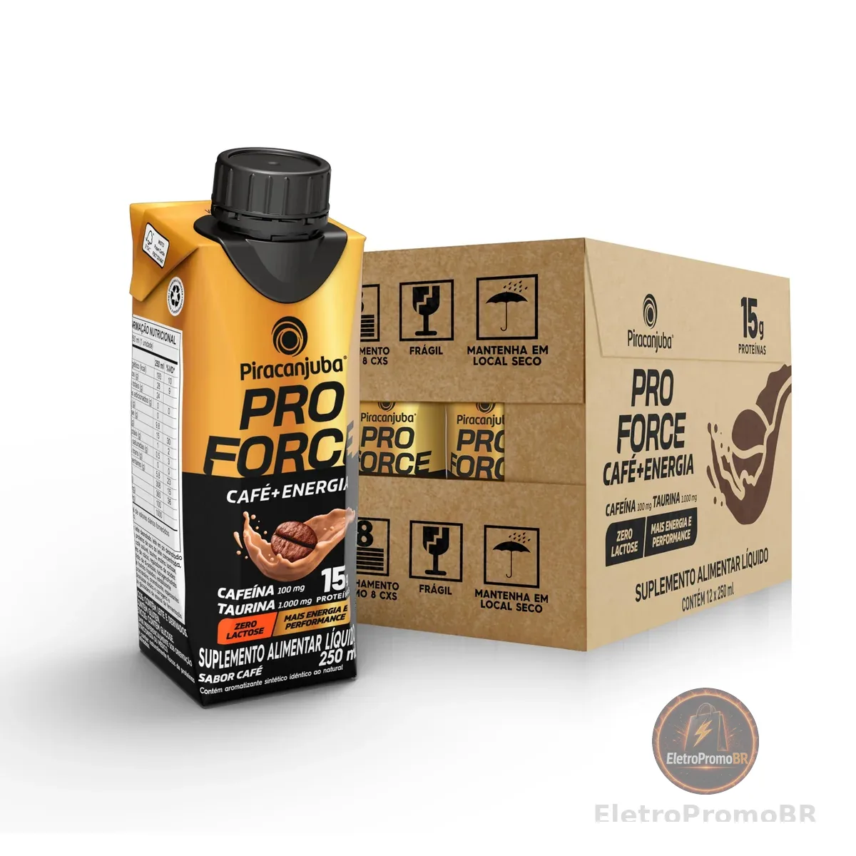 Piracanjuba ProForce 15g de Proteínas Zero Lactose Sabor Café - 12 Unidades de 250ml