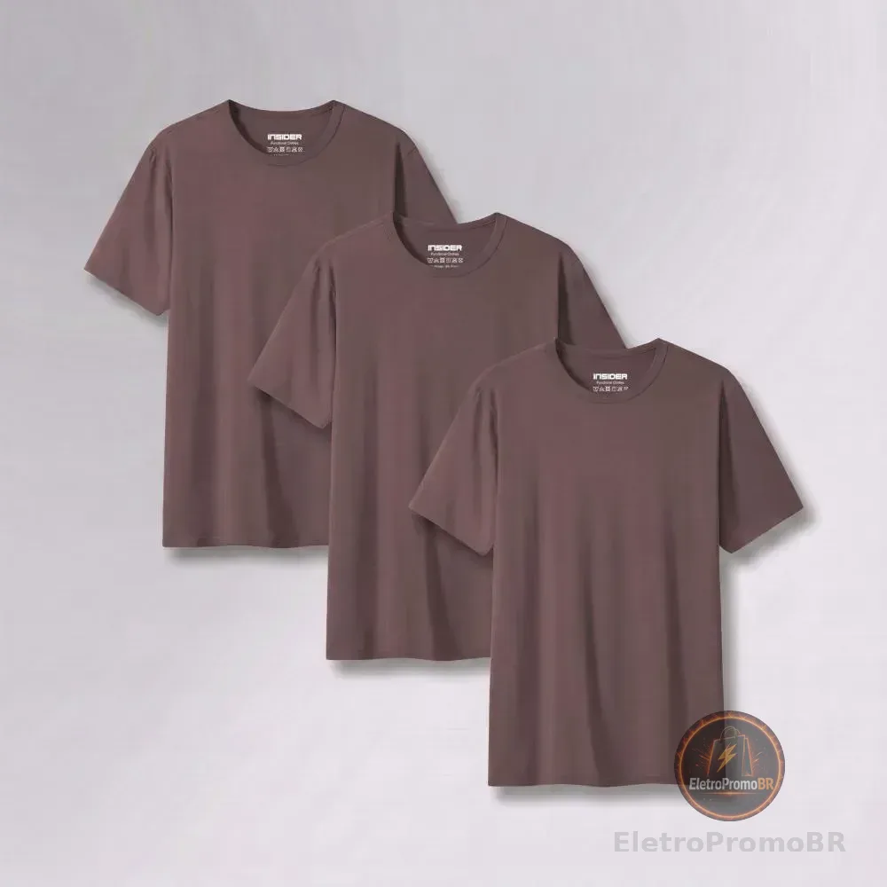 Kit 3 Camisetas  Light T-shirt Insider Marrom G