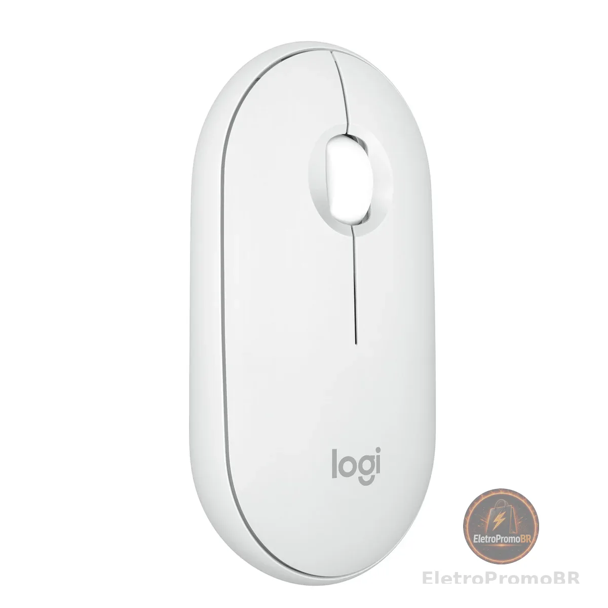 Mouse sem fio Logitech Pebble 2 M350s com Clique Silencioso, Design Slim Ambidestro, Conexão Bluetooth e Pilha Inclusa - Branco