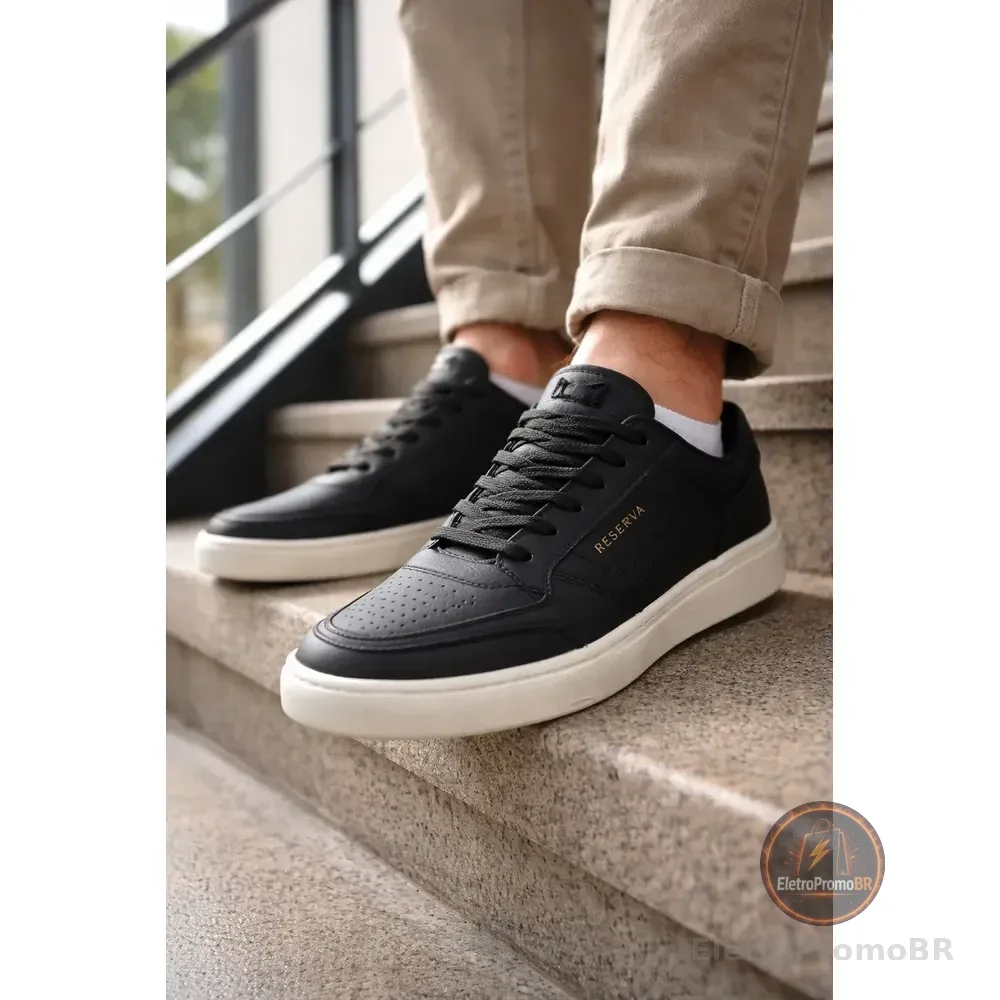 Tênis Casual Masculino Go Troy Com Forro Em Têxtil Reserva Preto Lisa 41 Br