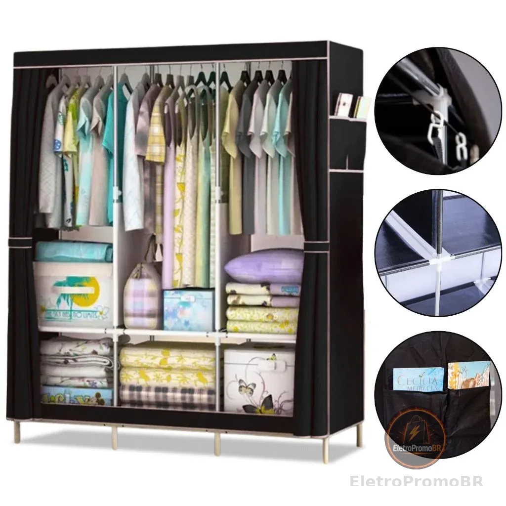 Guarda Roupa Dobrável Organizador De Roupa Armário Grande
