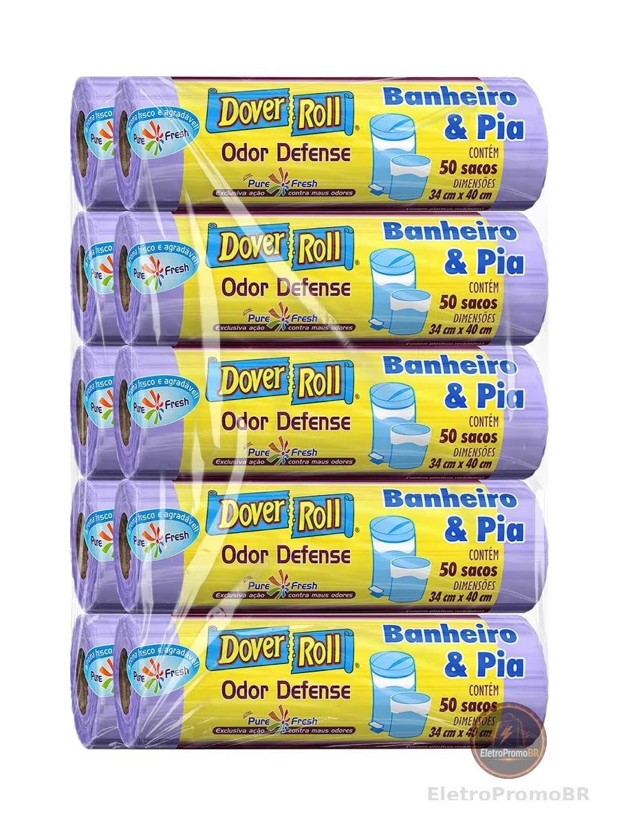 DOVER ROLL ODOR DEFENSE BANHEIRO & PIA - PACOTE COM 10 UNDS