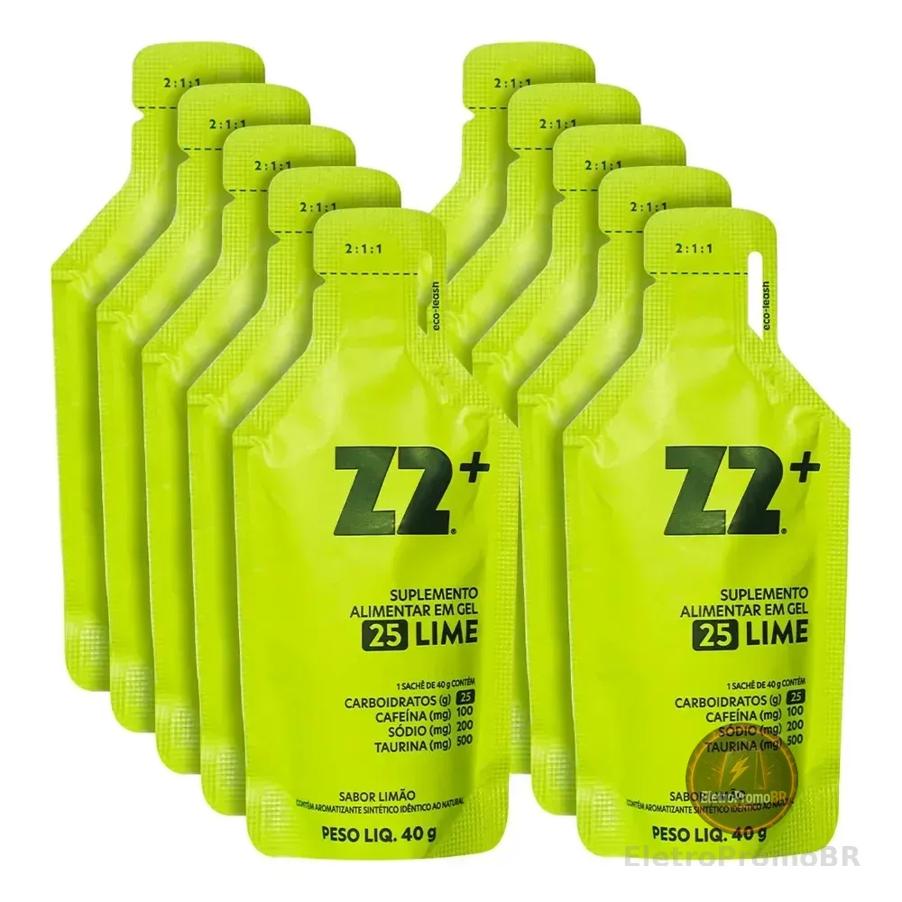 Energy Gel Z2+ Lime Box 10un Sachê 40g Cafeína Limão
