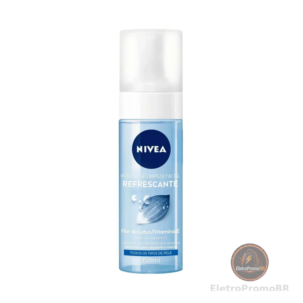 NIVEA Mousse de Limpeza Facial Refrescante 150ml, Limpa Profundamente, Remove Impurezas, Pele Macia, Uso Diário