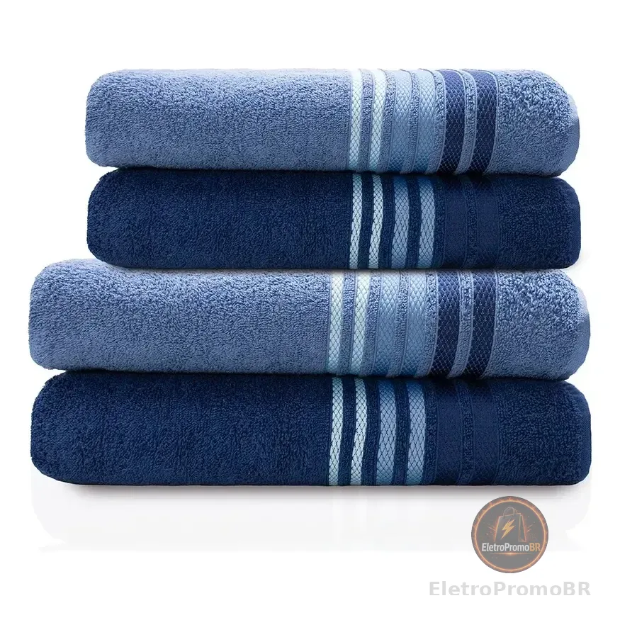 Jogo De Banho E Rosto 4 Pçs 400g/m2 Dynamo Select Camesa Marinho Com Azul Liso