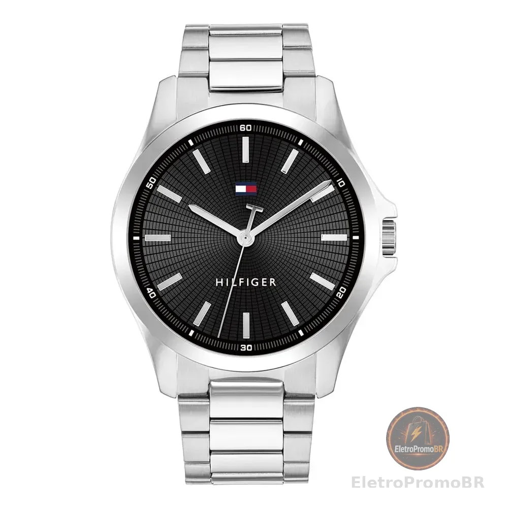 Relógio Tommy Hilfiger Masculino Aço Prateado 1710671 Prateado Preto