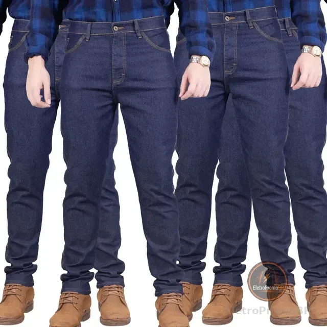 Kit 4 Calça Jeans Masculina Elastano Lycra Trabalho Premium