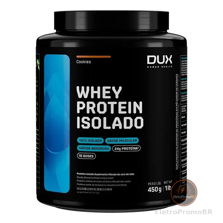 Dux Whey Protein Isolado - Pote 450g Sabor Cookies Biscoitos