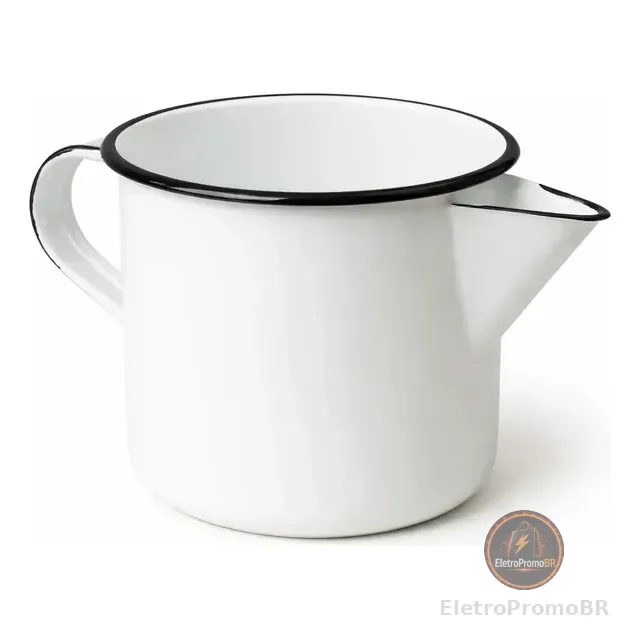 Caneca Leiteira Esmaltada 1l Ágata Com Bico Alça Mettalouça