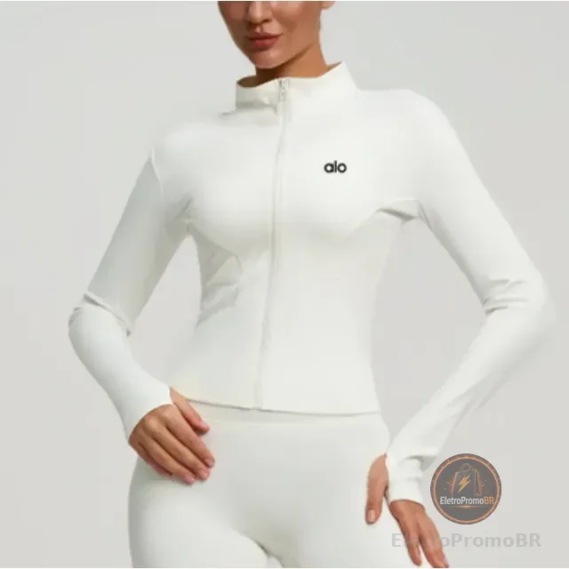 Jaqueta Yoga Alo Feminina Fitness Com Zíper