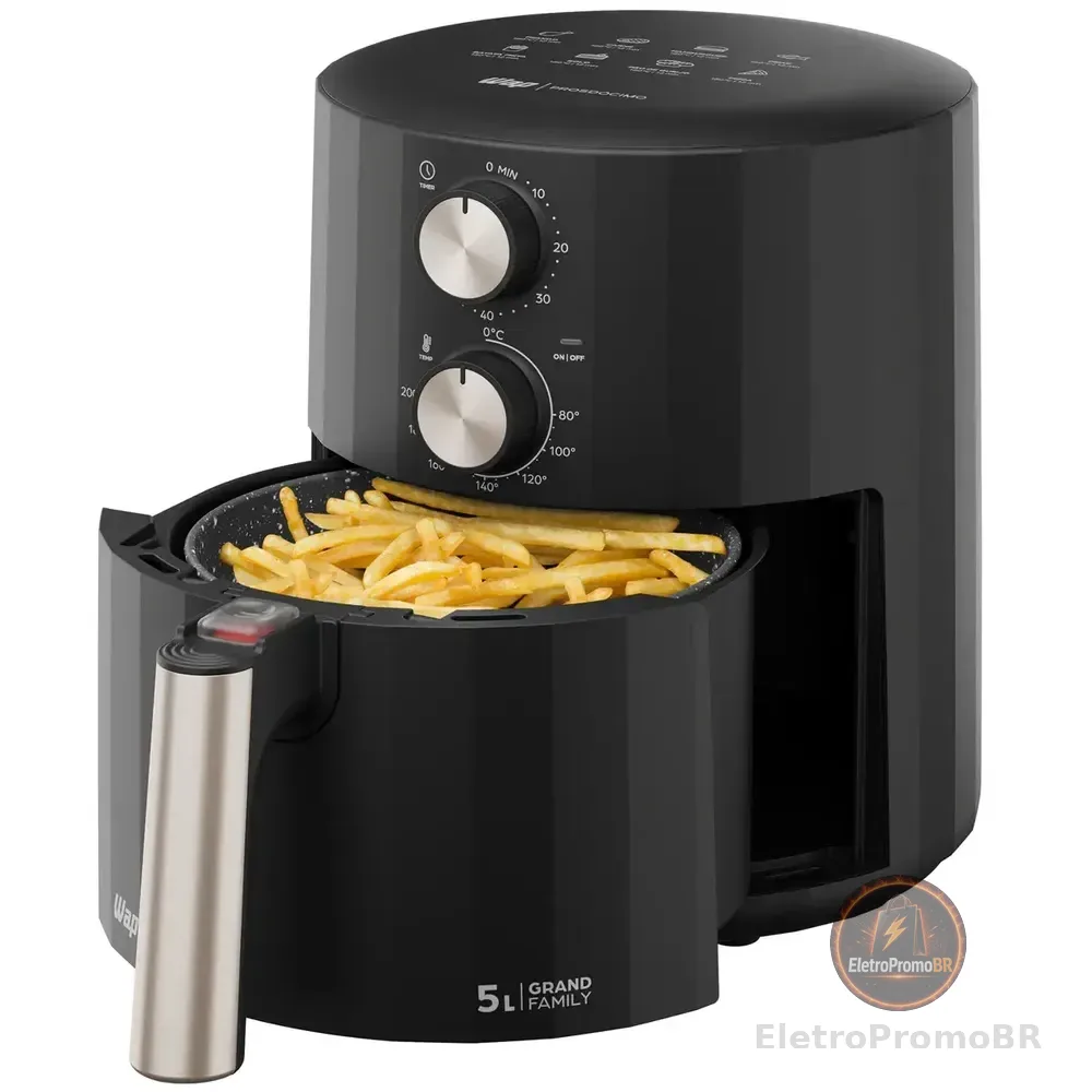 Wap Air Fryer Grand Family Cozinha Fritadeira Elétrica 5l 1500w Preto/cinza 220v