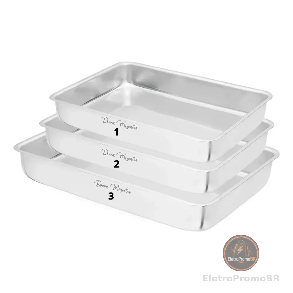 Jogo 3 Forma Assadeira Bolo Torta Retangular 1-2-3 E68