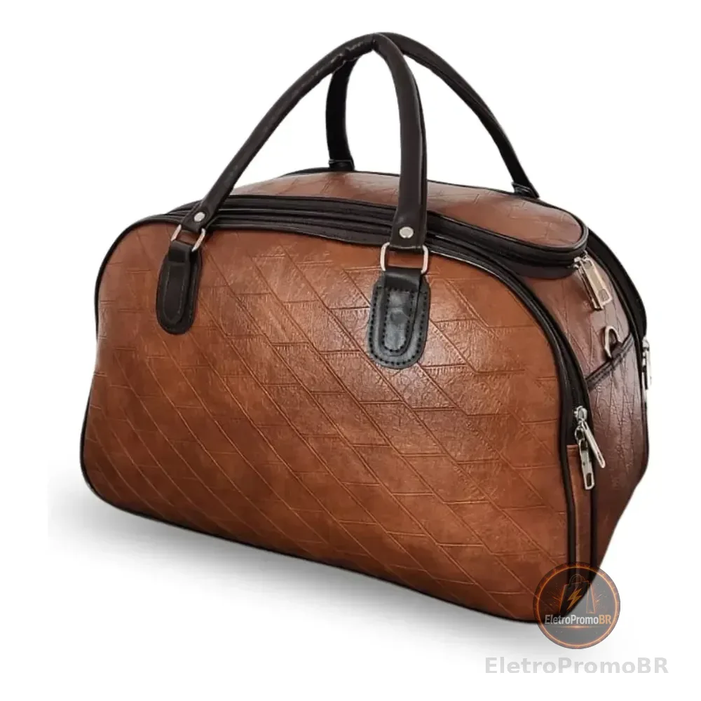 Bolsa De Bordo Couro Sintético Bagagem De Mão Viagem Avião Café