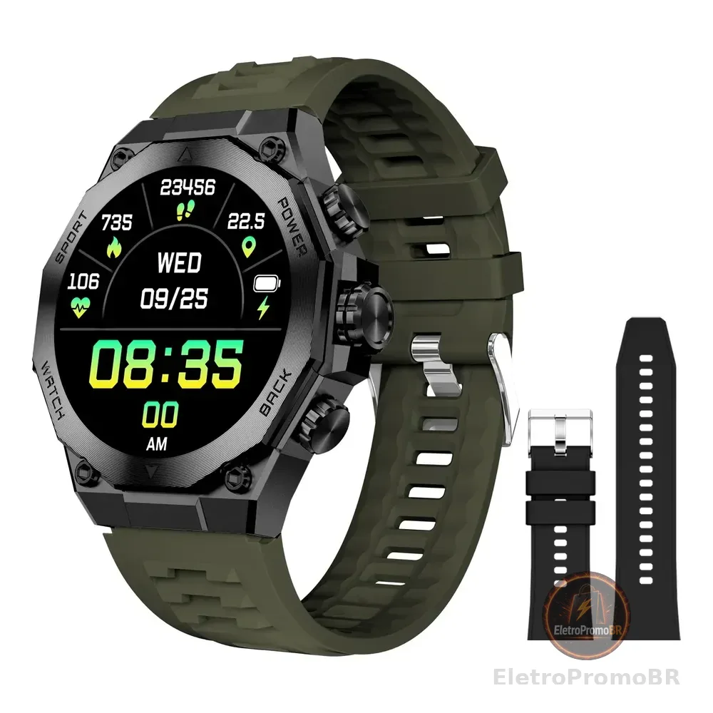 Relógio Smartwatch Aurafit Am18 Bluetooth Calls Caixa Preto Preto Sport Verde/preto