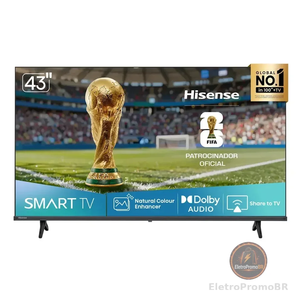 Hisense Smart Tv Fhd 43" Polegadas 43a4nv Com Hdr10, Dts Virtual X, Compatibilidade Alexa E Google Home