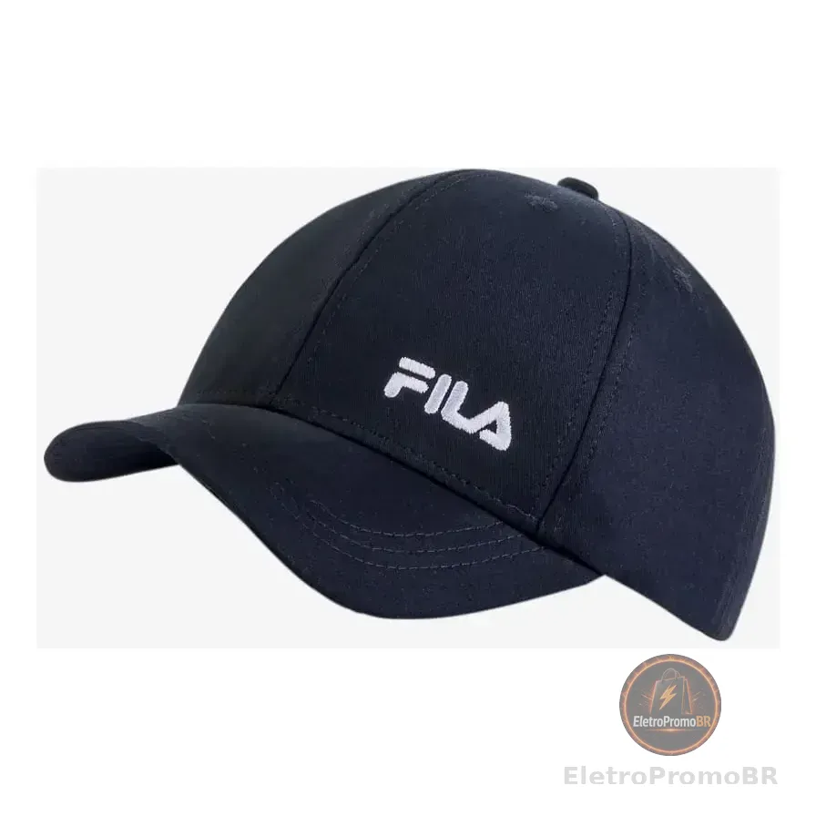 Boné Fila Prime Preto, Unissex E Ajustável Unico Liso