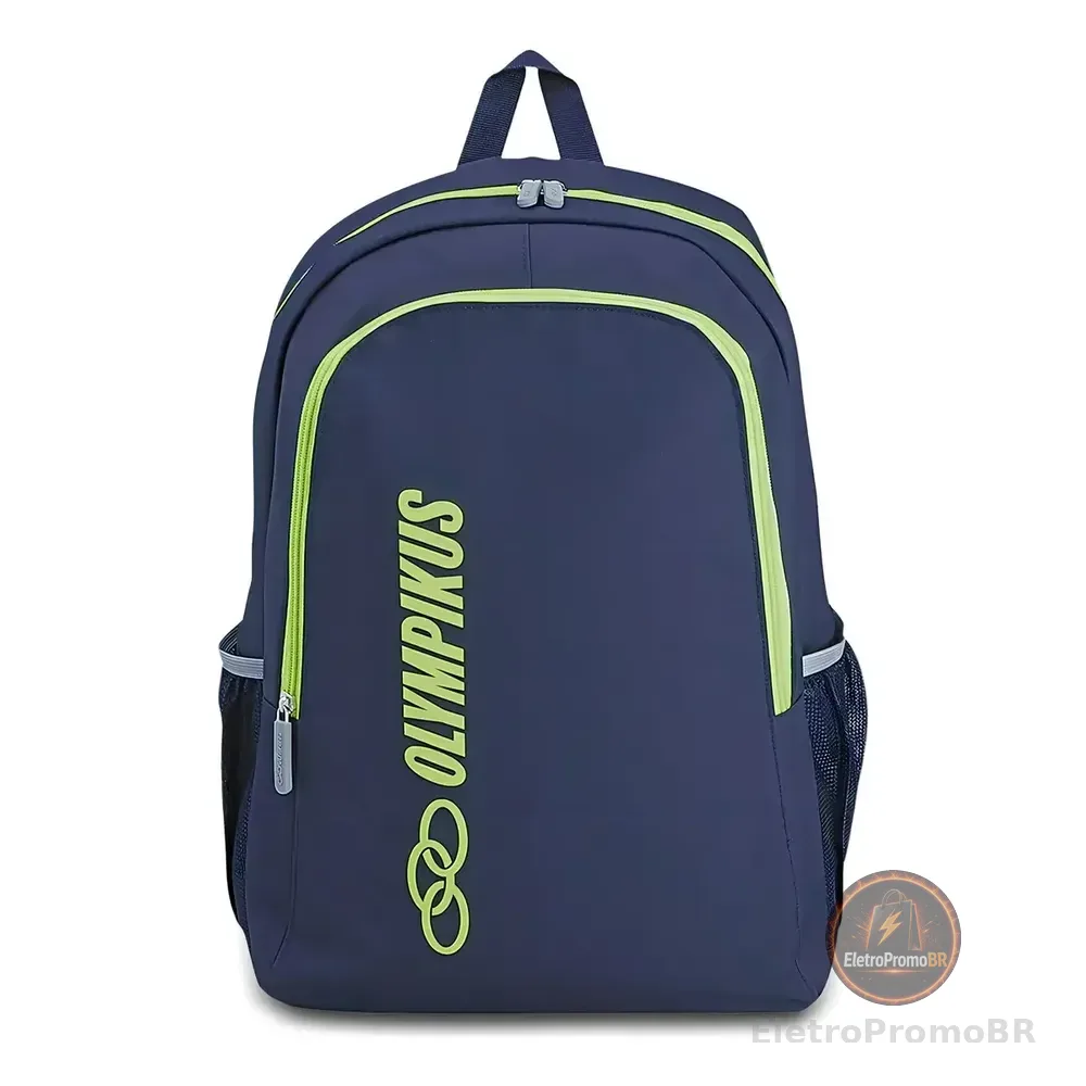 Mochila Casual Olympikus Essential Marinho/lime Azul-marinho Liso