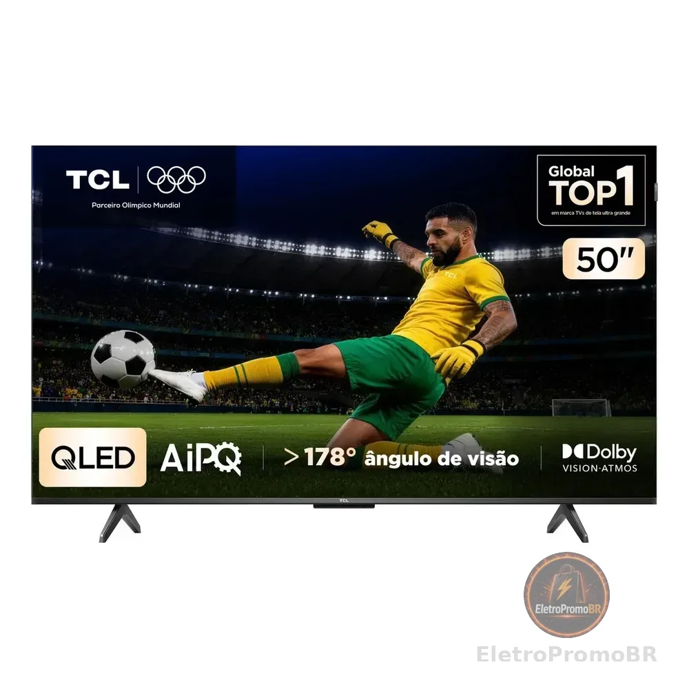 Smart Tv Tcl 50 Polegadas Qled 4k P7k Wifi Bluetooth Google Tv Hdr10+ Dolby Atmos Dolby Vision 50p7k