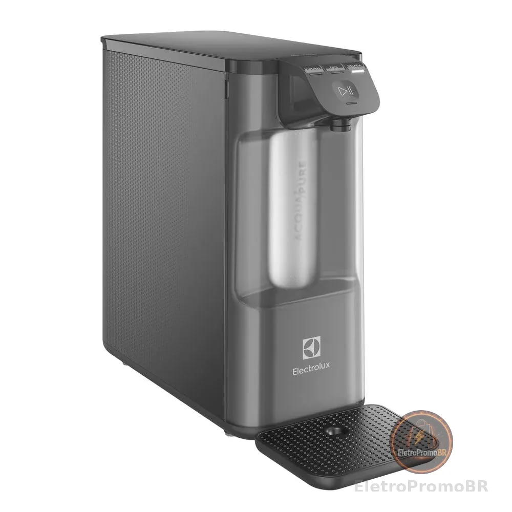Electrolux Purificador de Água Gelada Fria e Natural Elétrico Compacto Eletronico placa Filtro refil 6 meses ou 3000l Painel Touch Bivolt grafite PE12G