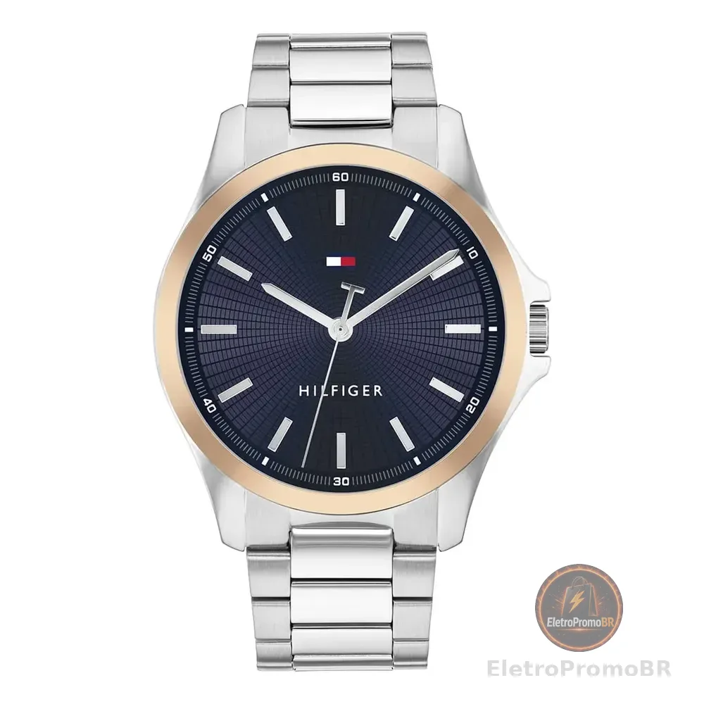 Relógio Tommy Hilfiger Masculino Aço Prateado 1710673 Prateado Azul