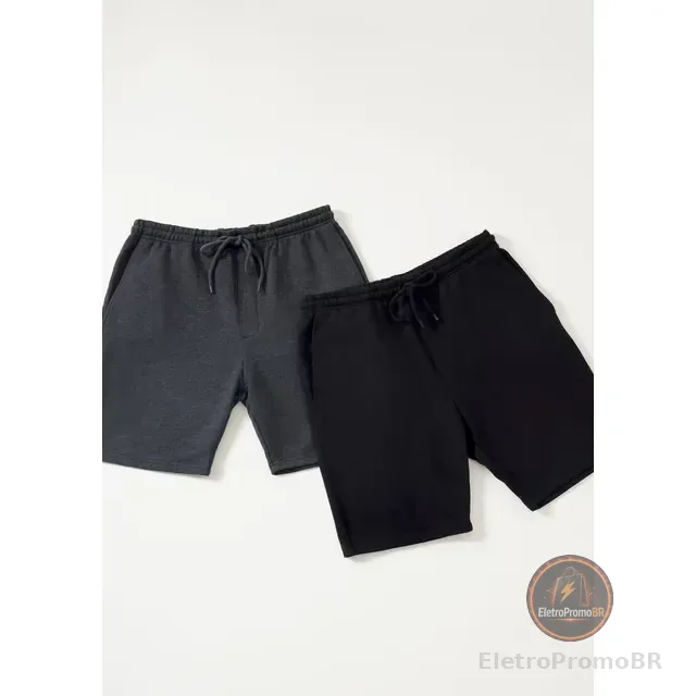 Kit Com 2 Bermudas Básicas Masculinas Em Moletom Hering