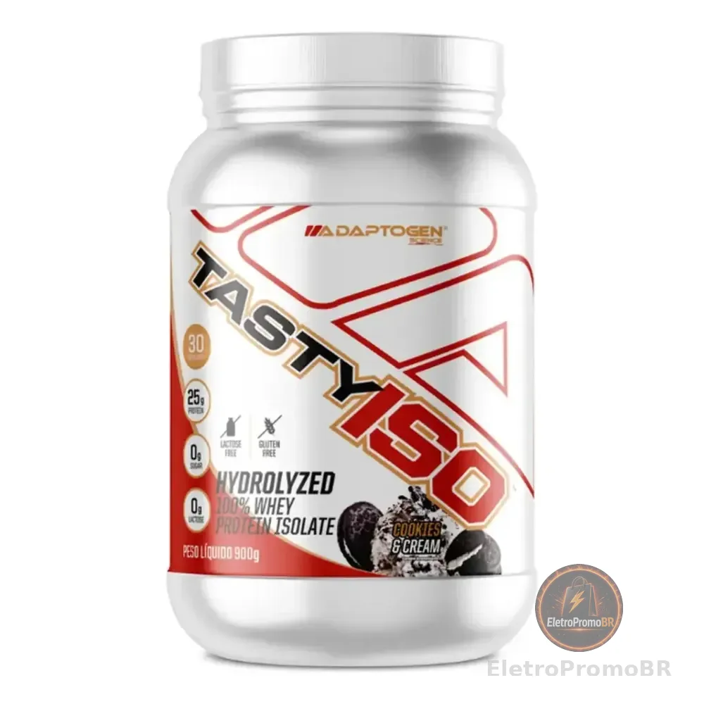 Suplemento Tasty Iso Whey Protein Isolado Refil Sachê Pote 900g Adaptogen Science Sabor Cookies And Cream