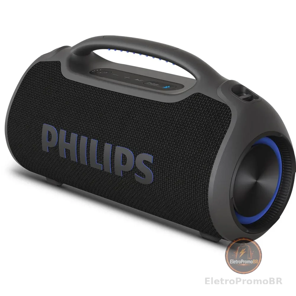 PHILIPS, Boombeat, Caixa de Som Bluetooth Boombox, TAX400B/00, USB, Auxiliar, TWS, USB Powerbank, Entrada para Microfone, Resistente a Água e Poeira, com Alça para Transporte