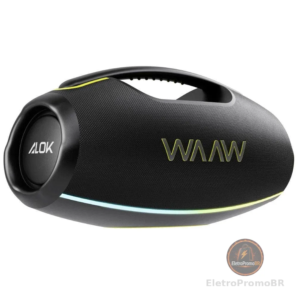 WAAW by ALOK Caixa de Som HYPERBOOM 1000 Bluetooth, À Prova D'Água, Até 12h de Autonomia, Tecnologia TWS, 180W RMS