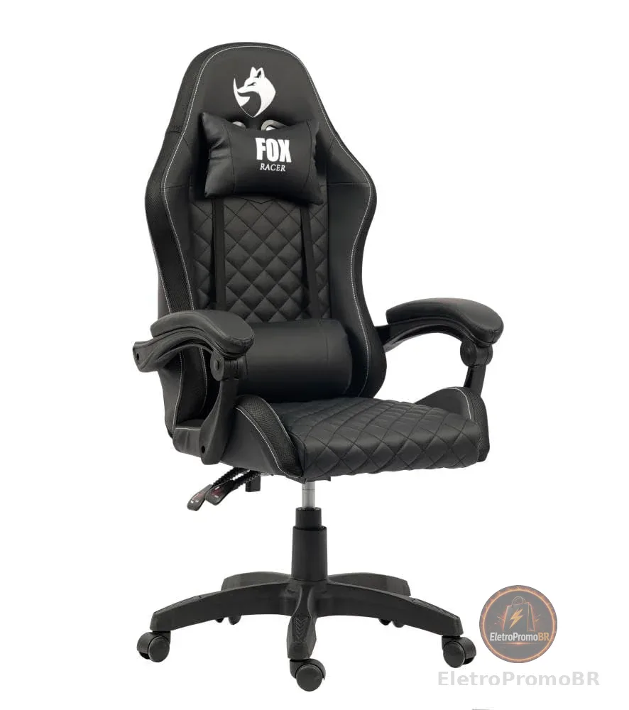Cadeira Gamer Fox Vulpes Com Ajuste Reclinável Com Almofadas Até 110kg Preto