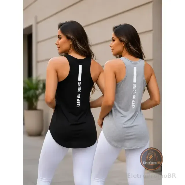 Kit 2 Camisetas Feminina Fitness Academia Keep On