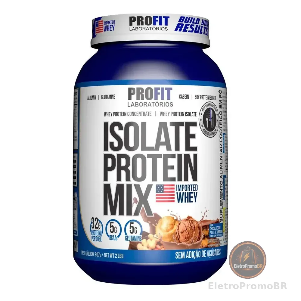 Whey Isolate Protein Mix Pote 907g - Profit Chocolate Com Pasta De Amendoim