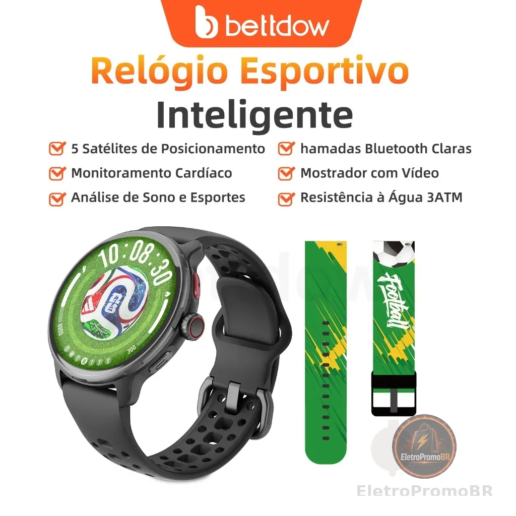 smartwatch GPS BETTDOW Com Aplicativos AI Integrados , Resistência À Água De 3 ATM E display AMOLED