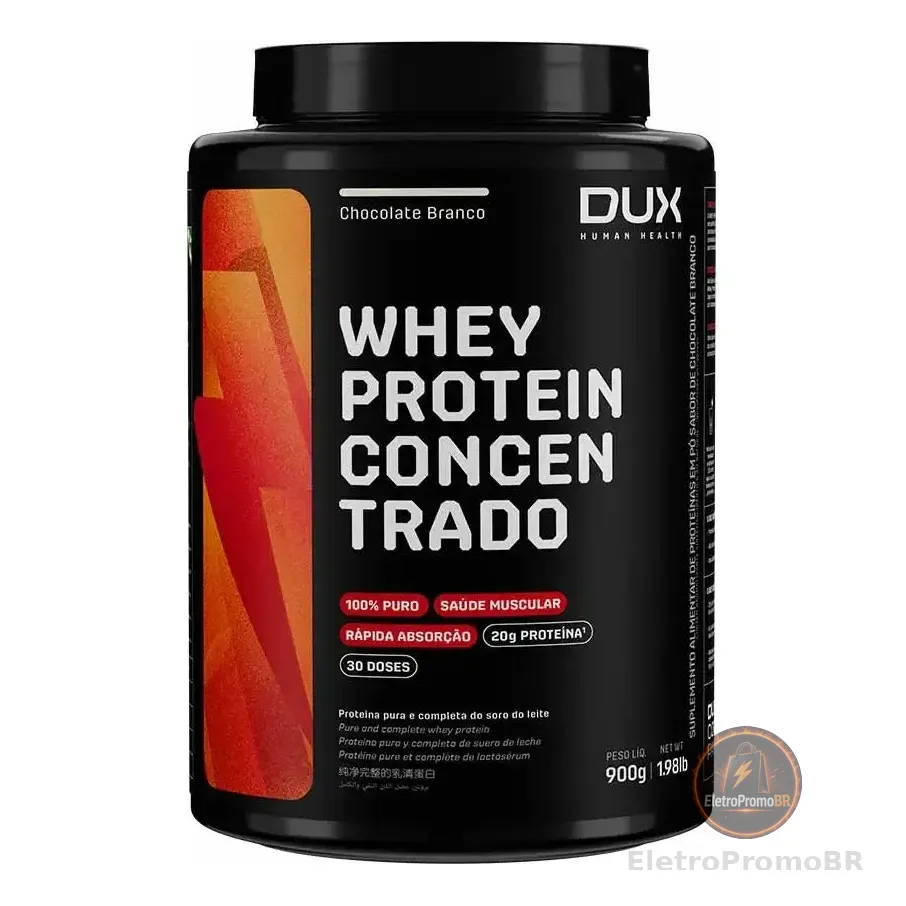 Whey Protein Concentrado 900g Chocolate Branco Dux Nutrition