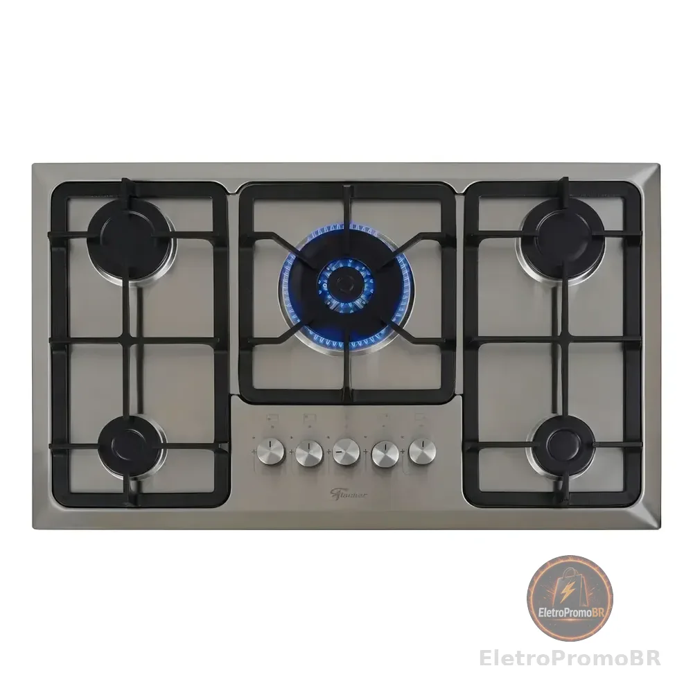 Cooktop Gás Fischer 5 Bocas Tripla Chama Infinity Mesa Inox Inox Prateado 127/220v