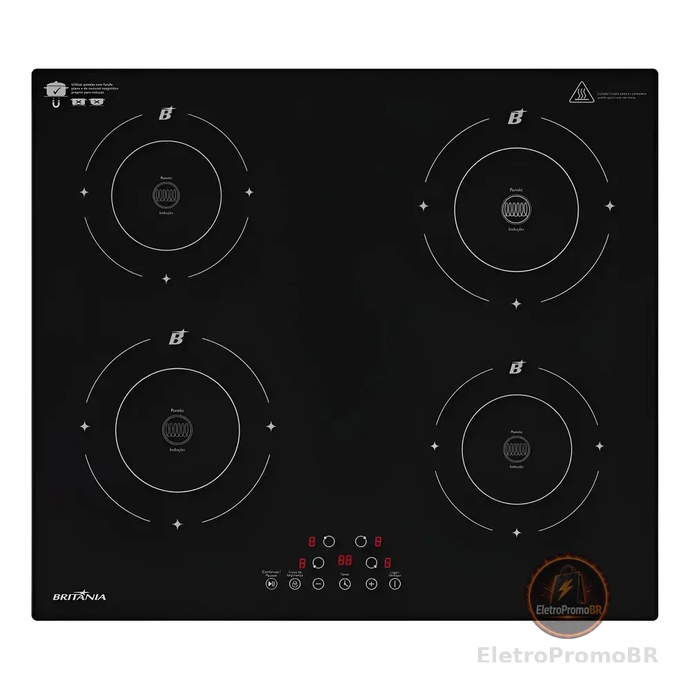Cooktop De Indução Britânia 6000w Bcte40a Preto 220v